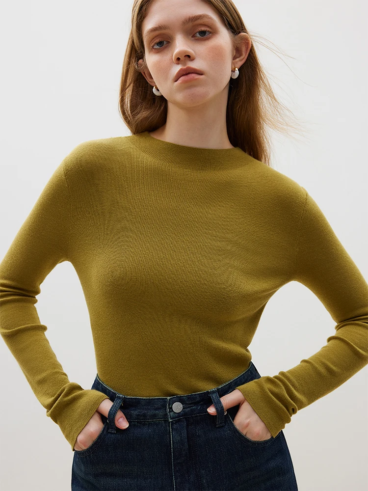 FSLE Casual All-match Soft Gentle Half Turtleneck Wool Sweater Pullover for Women Winter New Comfortable Bottoming Top Female