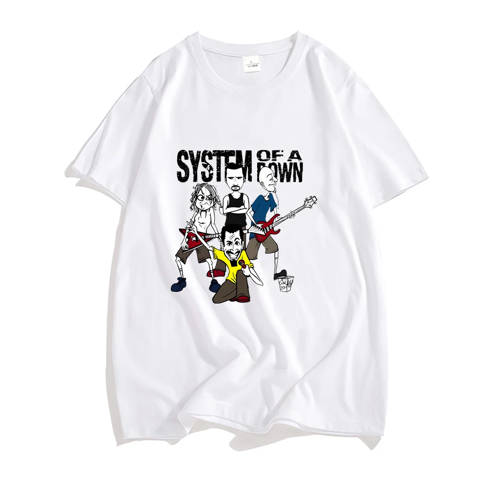 System of A Down Shirts Summer 100% Cotton Tshirt Retro Heavy Mental T-shirt Aesthetic Clothes Creative Design Graphic T Shirt