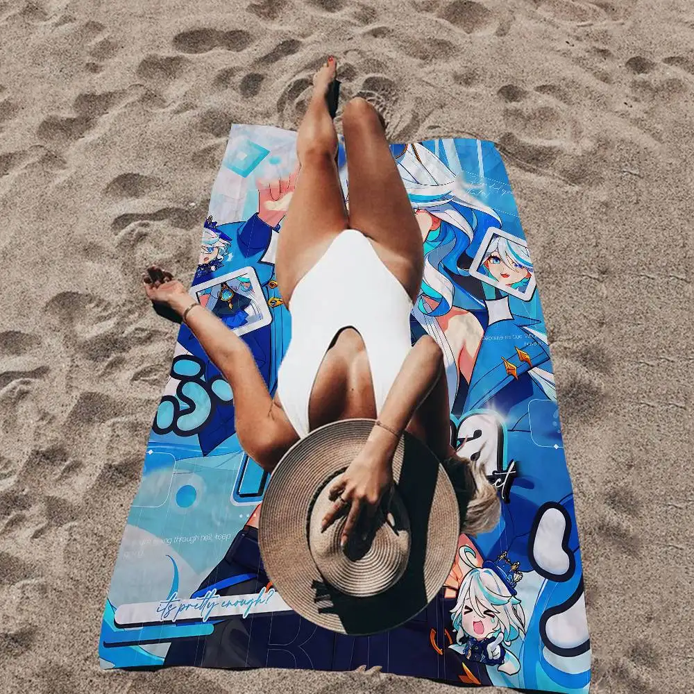 

Genshin Impact Furina банное полотенце из микрофибры, мягкое водопоглощающее дышащее полотенце для девочек и детей, декоративное пляжное полотенце с героями мультфильмов