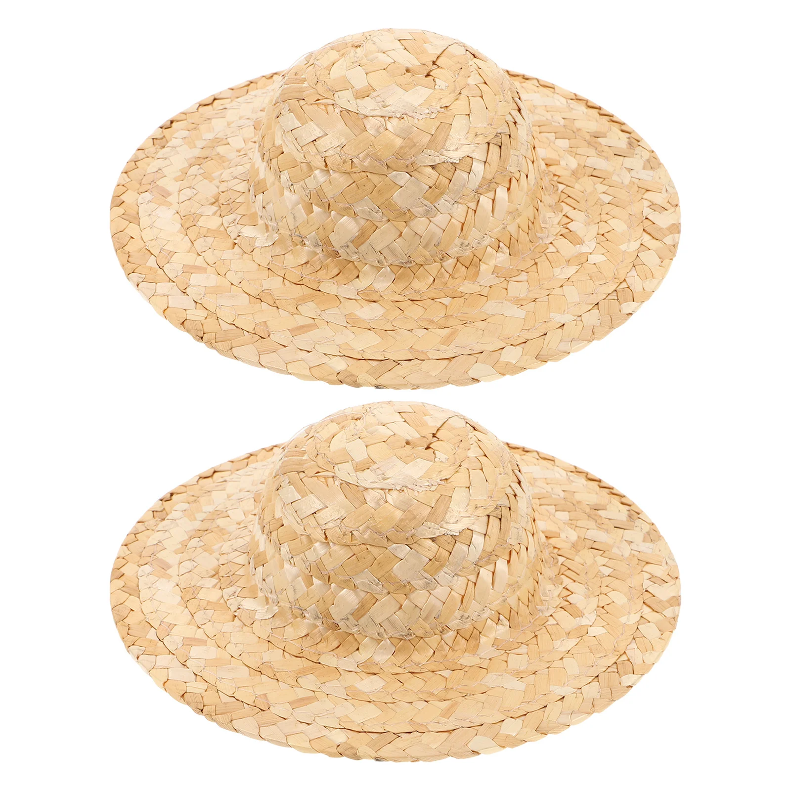 2 قطعة قبعات القش المصغرة ريفي المنسوجة قبعات الحرفية الصغيرة DIY بها بنفسك المشاريع الحرفية زينة الحفلات اكسسوارات قبعات سمبريرو صغيرة #3
