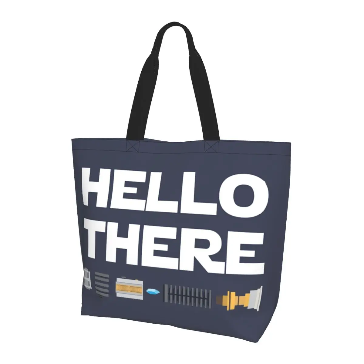 

Hello There Shopping Tote Bag Canvas Large Capacity Shoulder Bags Shopper Grocery Handbag for Women