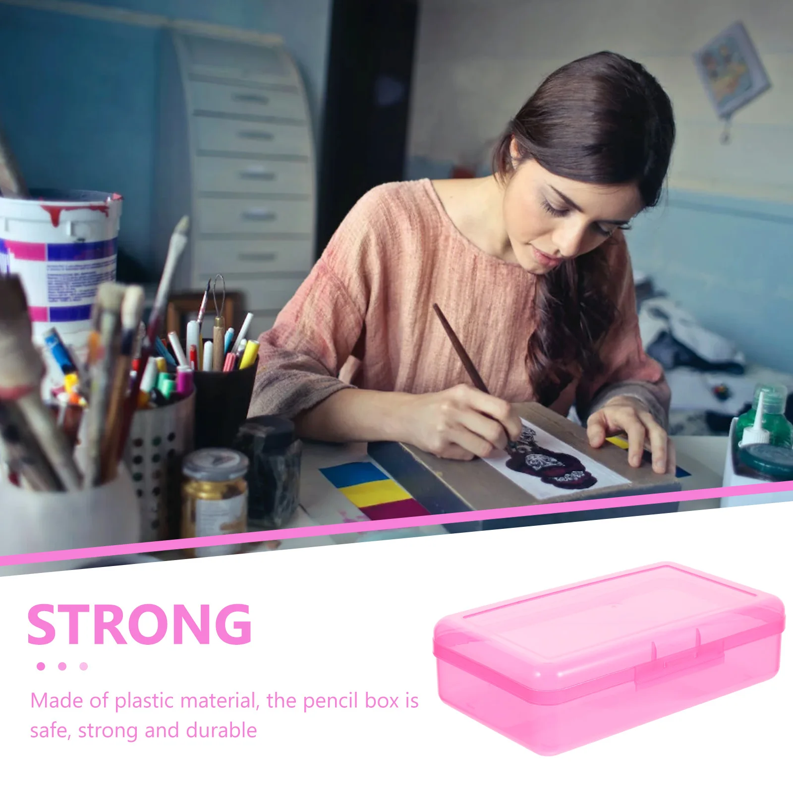 Plastic Stationery Storage Box Large Capacity Pencil Case Yellow Color Desk ganizer Pen Holder School Supplies