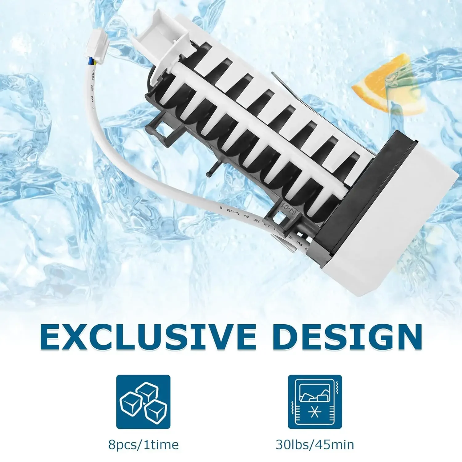 耐久性のあるナノコーティングを施した製氷機アセンブリ。モデル241798211と互換性があり、小型冷蔵庫の代替品として理想的です。