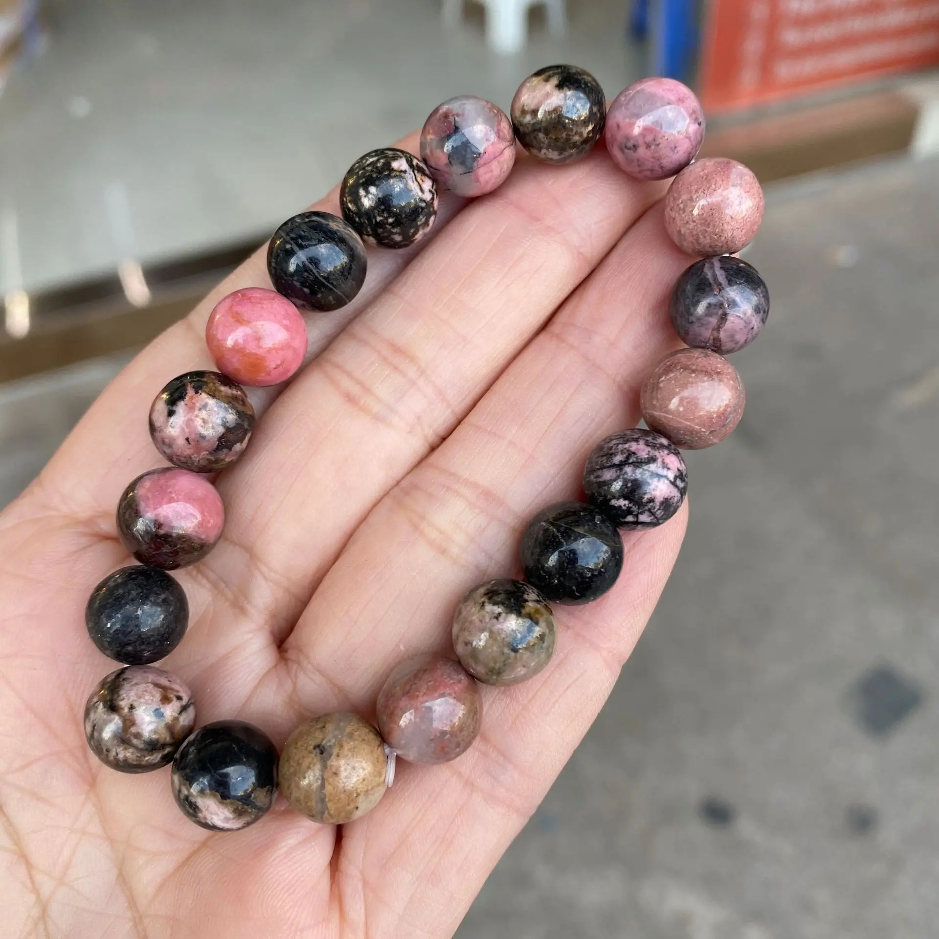 6/8/10/12MM Rhodonite Beaded Bracelets Natural Energy Stone Beads Stretch Bracelets Yoga Healing Gem Women Men Jewelry Gifts