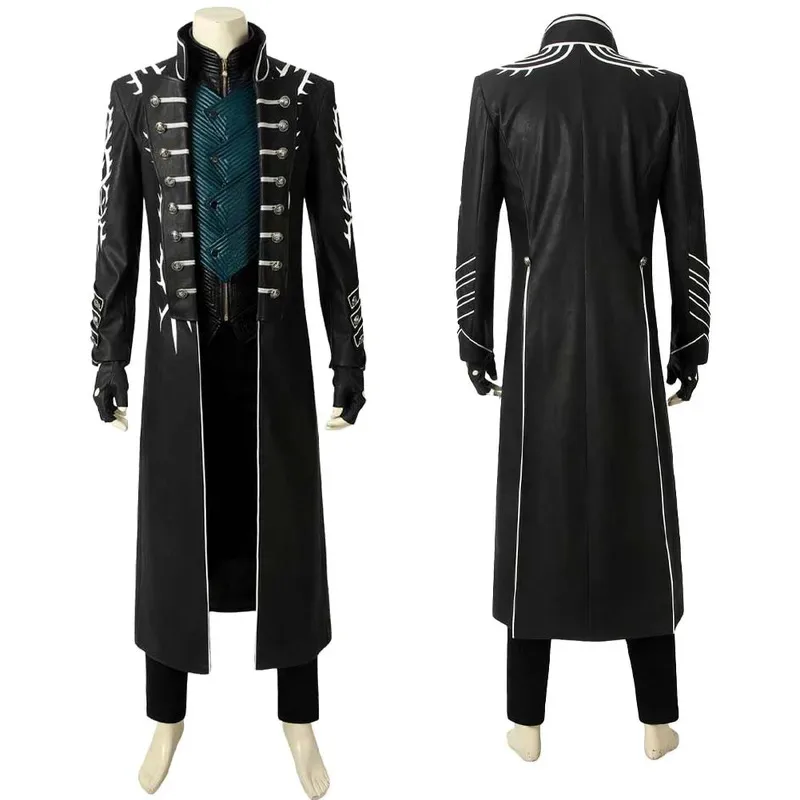 Косплей Вергилия для мужчин, парики, одежда черного цвета DMC 5, костюм для взрослых мужчин, ролевые игры, фантазийные наряды для вечеринок
