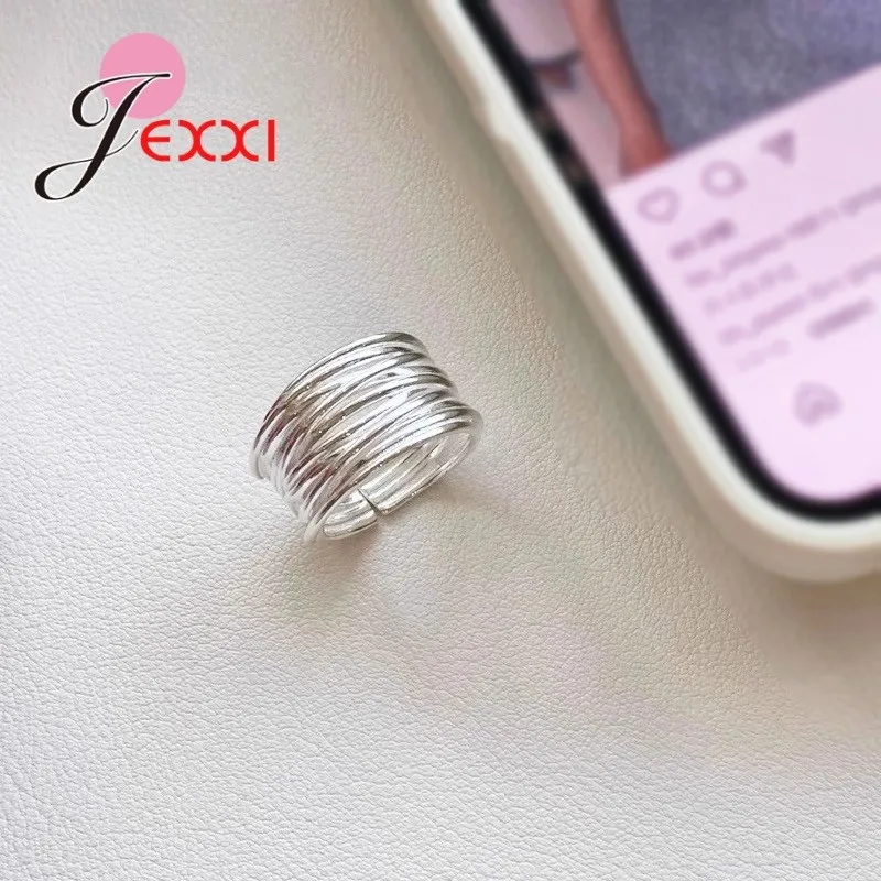 Genuine 925 Sterling Silver Adjustable Rings New Korean Style Design Open Rings For Women Female Original Engagement Jewelry