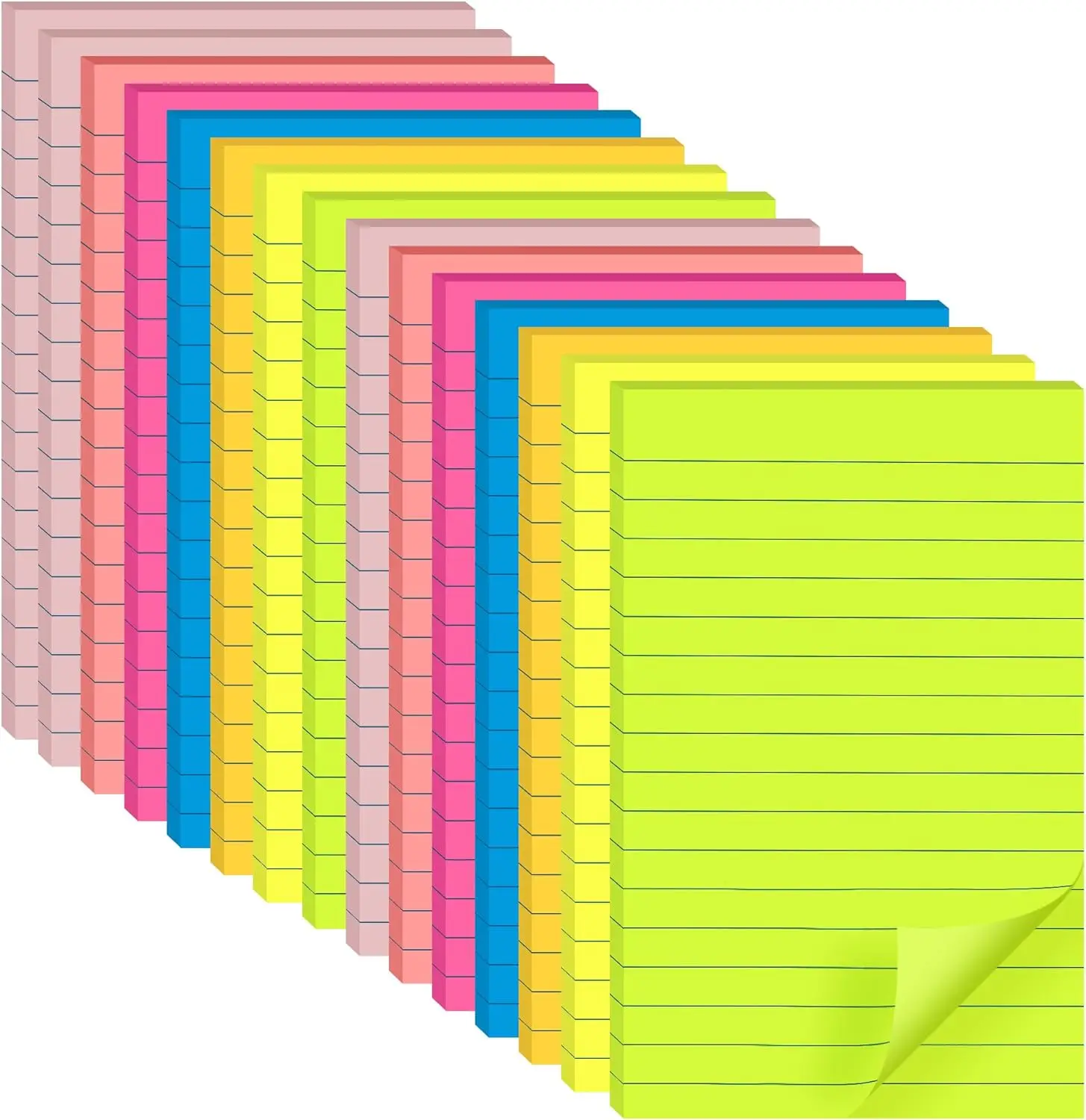 

Lined Sticky Notes 4x6 Inches 15 Pads 375 Sheets 7 Bright Colors Self-Stick Note Pads for Office Home School Meetings