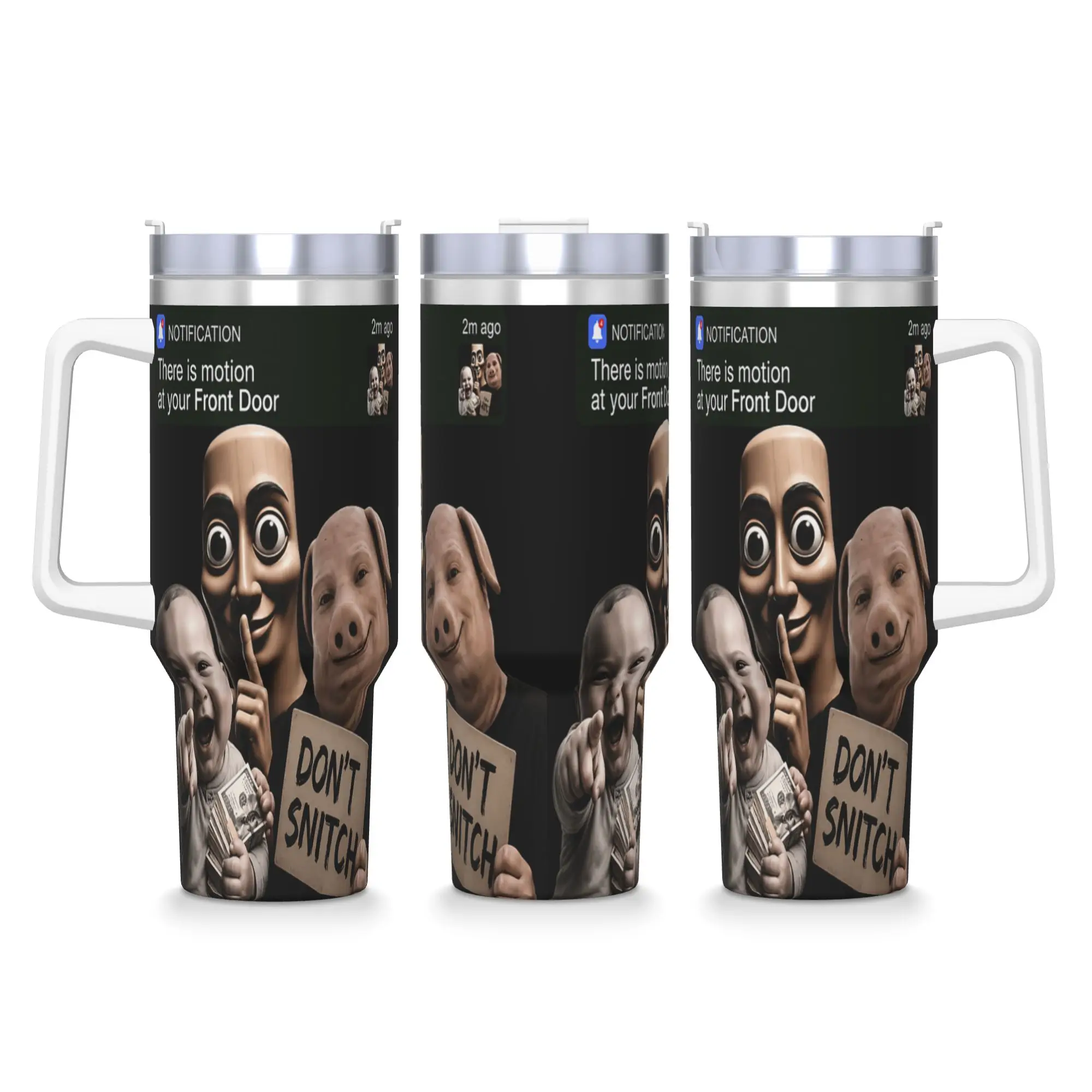 Motion at Your Front Door Tung Sahur John Pork Ai Baby Meme Tumbler  Cold Drink Water Bottle Leakproof Steel Thermal Cups