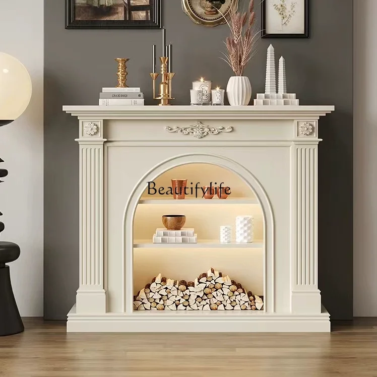 French solid wood fireplace decorative cabinet European entrance American simulated fire fireplace