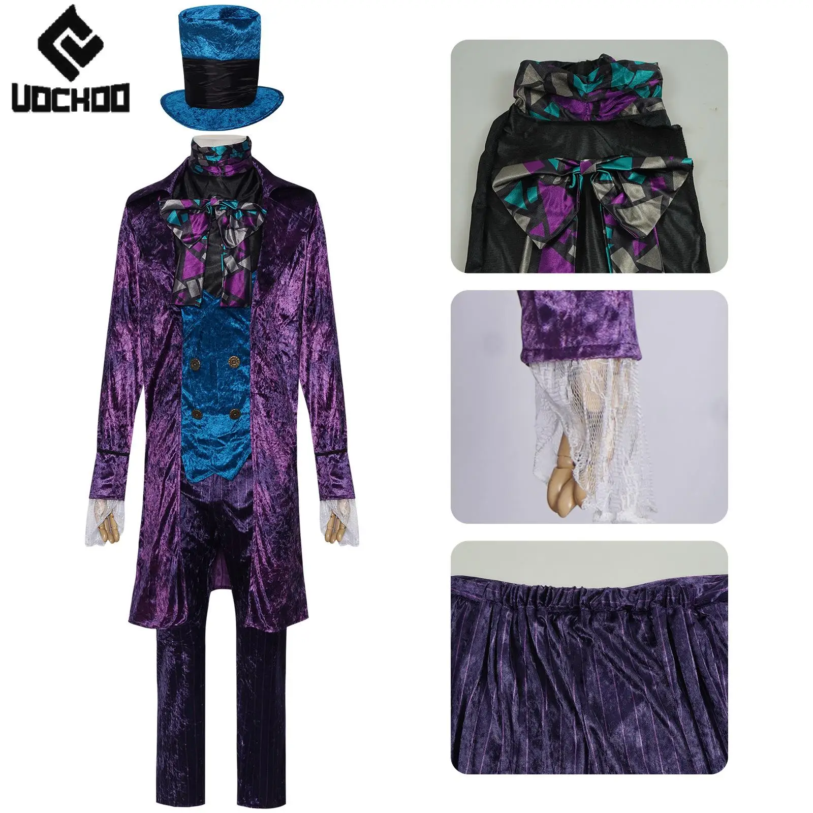 

Halloween King Cosplay Costume Purple Suit for Men Magician Dress Up Vintage Gentleman Set Carnival Stage Performance Clothing
