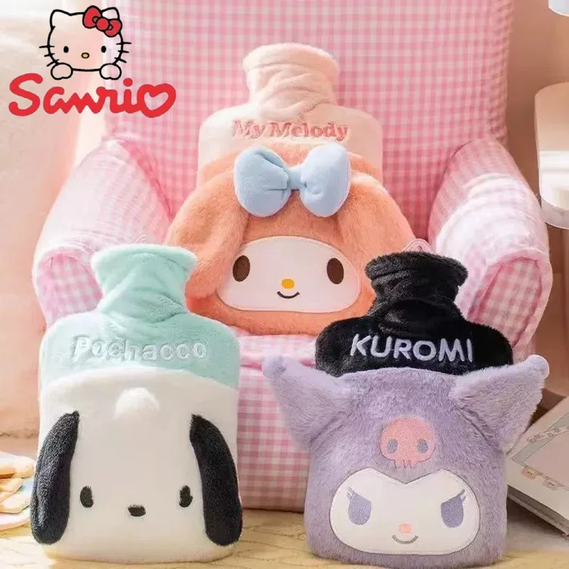 New Sanrio Plush Kuromi Pvc Water-Filled Hot Water Bottle 850ml Melody Water-Filled Hot Water Bottle Hand Warmer Bag Girl Gifts