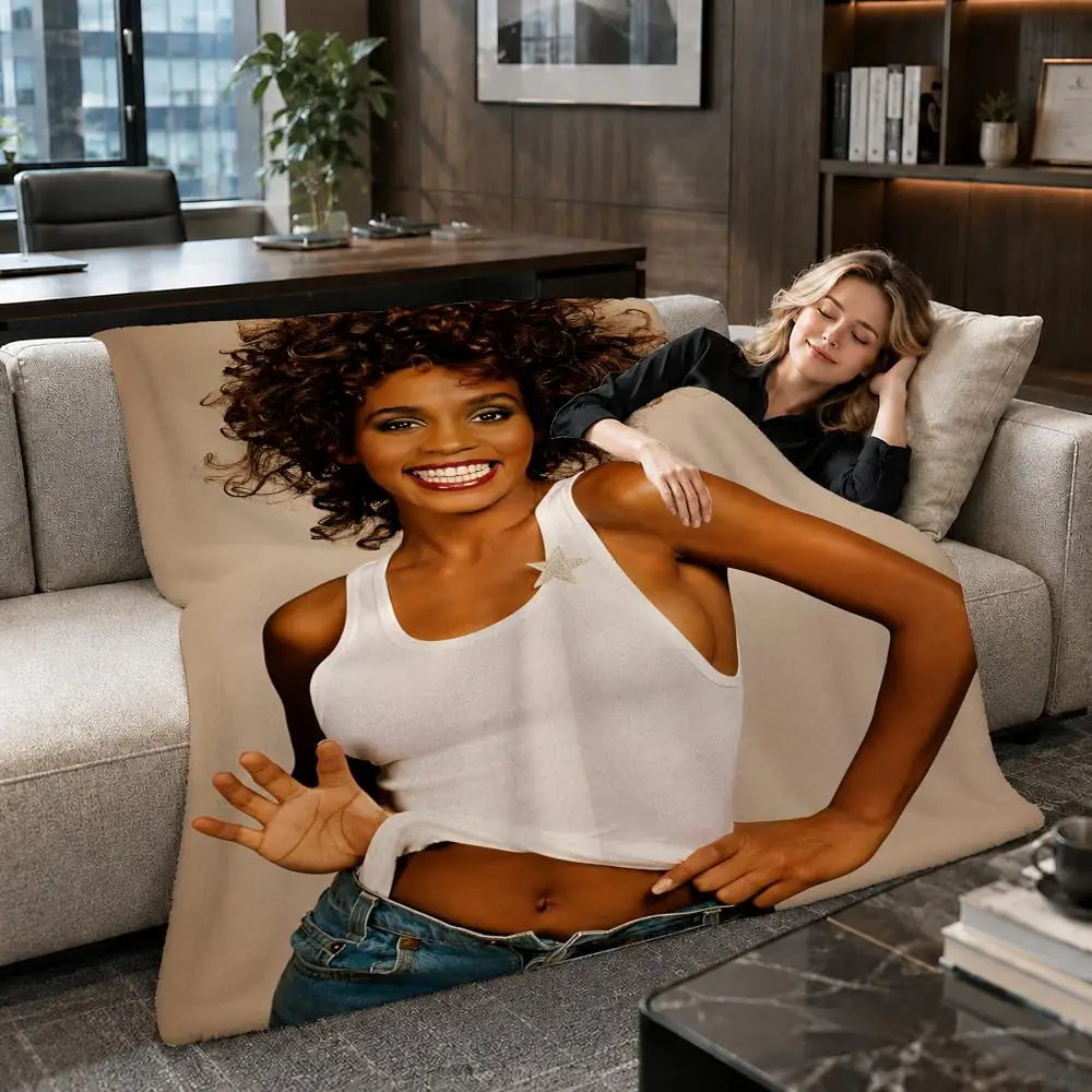 Music Soul Whitney Houston Throw Soft Warm Flannel Throw Blanket for Sofa Bed Office Home Holiday Gift All Season