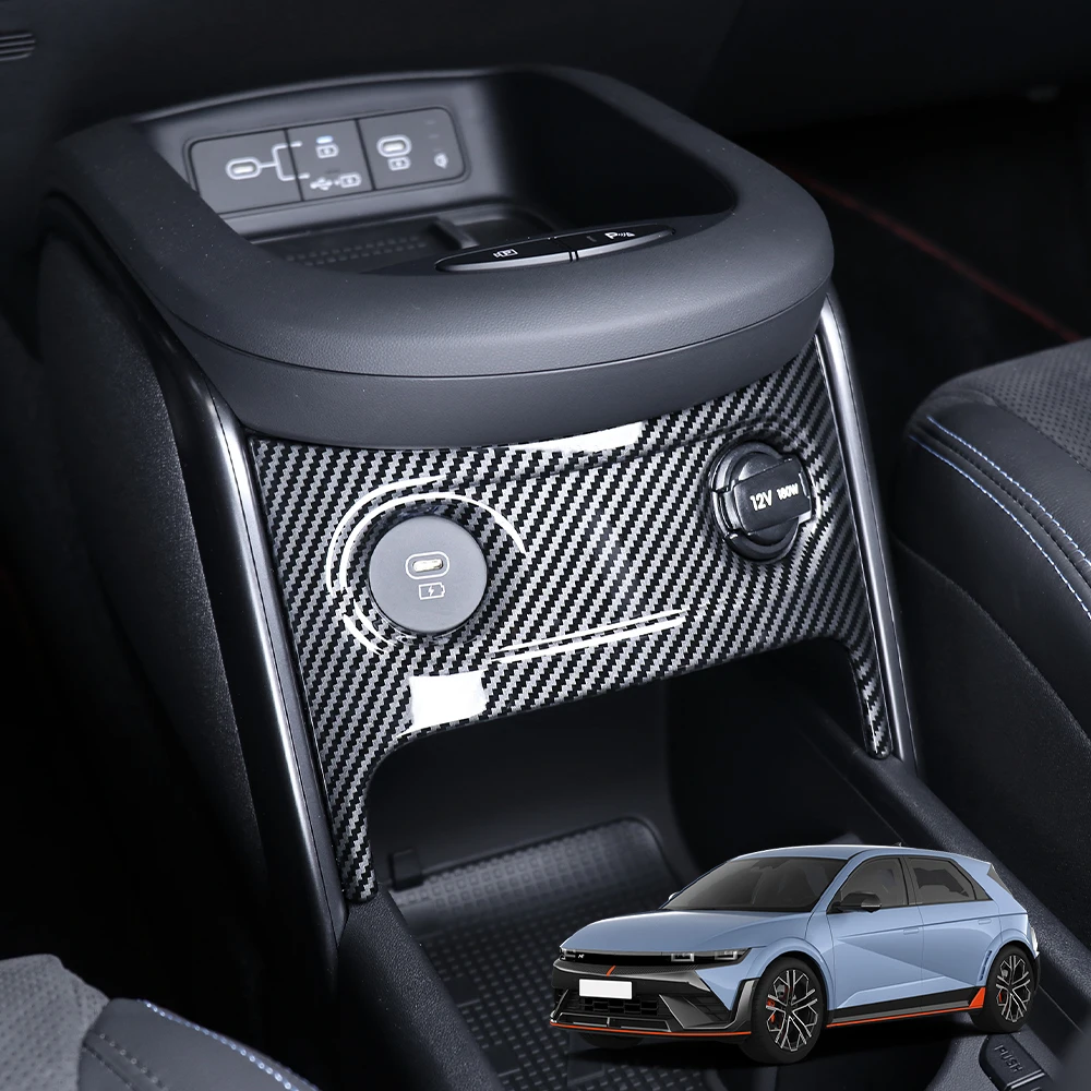 

Carbon Fiber Style Front Charger Port Frame USB Charging Socket Cover Trim Interior For Hyundai IONIQ 5N 2024