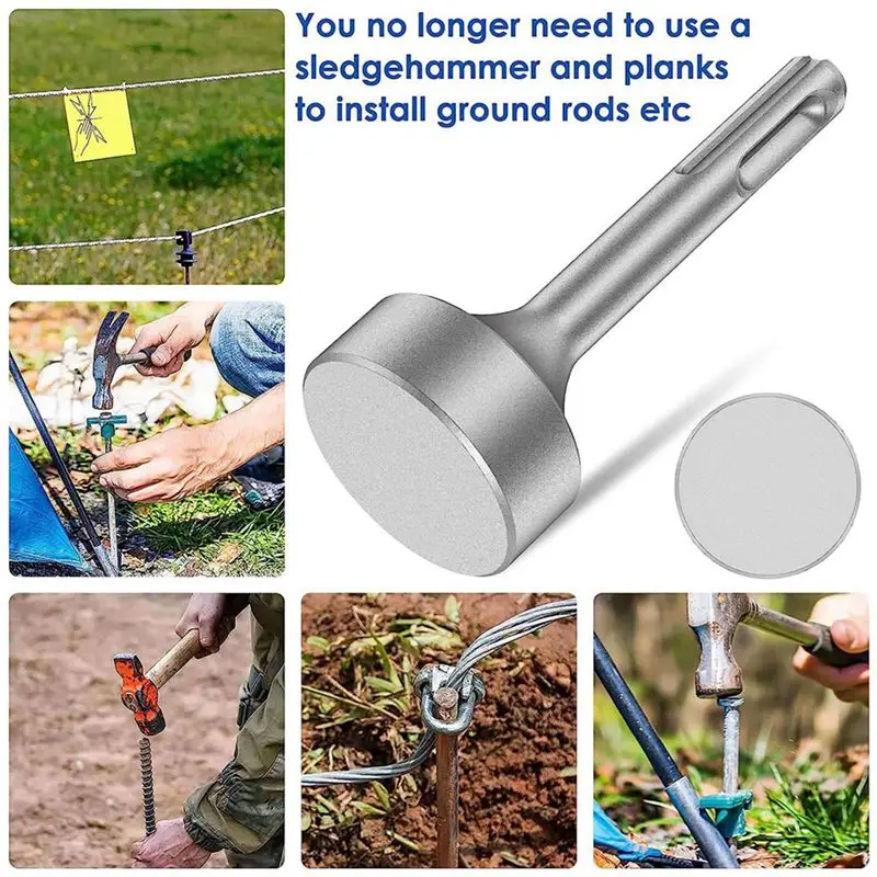 A84E-2X SDS-Plus T Post Ground Rod Driver, Drill Bit Driver Durable Hammer Rod Converter For Hammer Drill Grounding Rods F