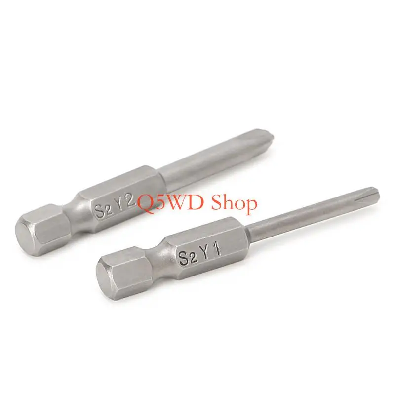 Q5WD 2 Pcs 50mm 1/4'' Shank Tri-wing Y Tip for Head Screwdriver Bits Set