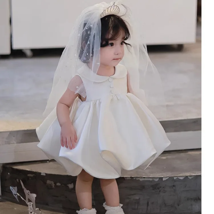 Summer Clothing for Infants and Young Children Dress Beautiful and Fashion Kids Sleeveless White Outwear Dress