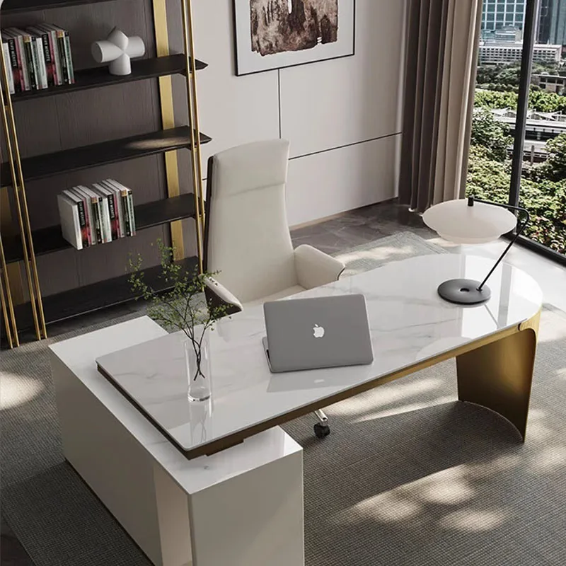 White Rock Board Modern Office Desks Study Corner Computer Writing Luxury Home Computer Desk Chair 책상의자 Office Furniture AA