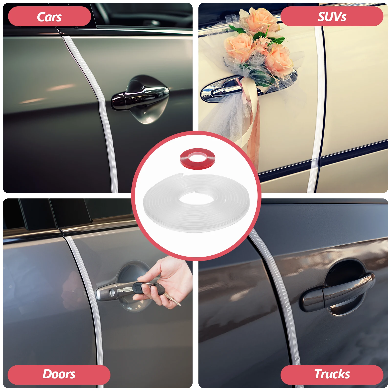 

Transparent U-Shaped Car Anti-Collision Strips 5M 12mm Edge Guards Protectors Waterproof Scratch Cover Easy Installation No Glue