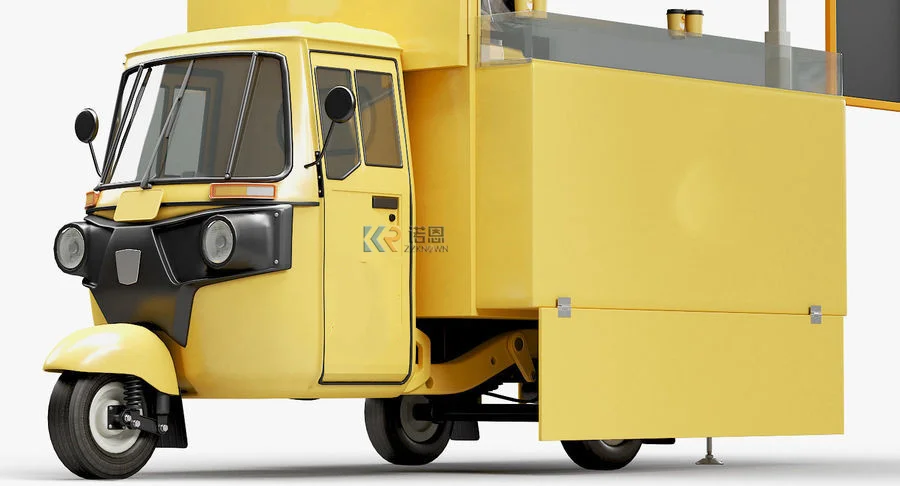 Novo design de rua triciclo elétrico reboque de comida móvel caminhão de comida para carrinho de sorvete triciclo ape piaggio