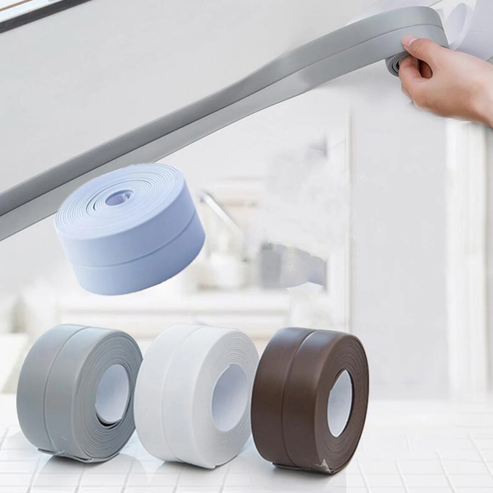 PVC Bath & Kitchen Self Adhesive Sealant Strip, Tub and Wall Sealing Tape Tools