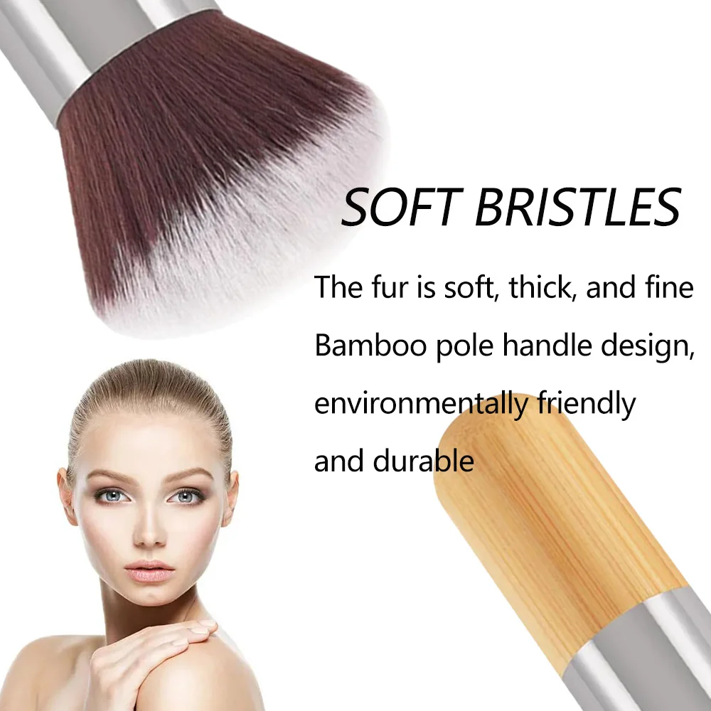 مجموعة فرش مكياج مكونة من 3 قطع، فرشاة مكياج احترافية بمقبض من الخيزران للنساء، أداة تجميل لبودرة الوجه وأحمر الخدود #3