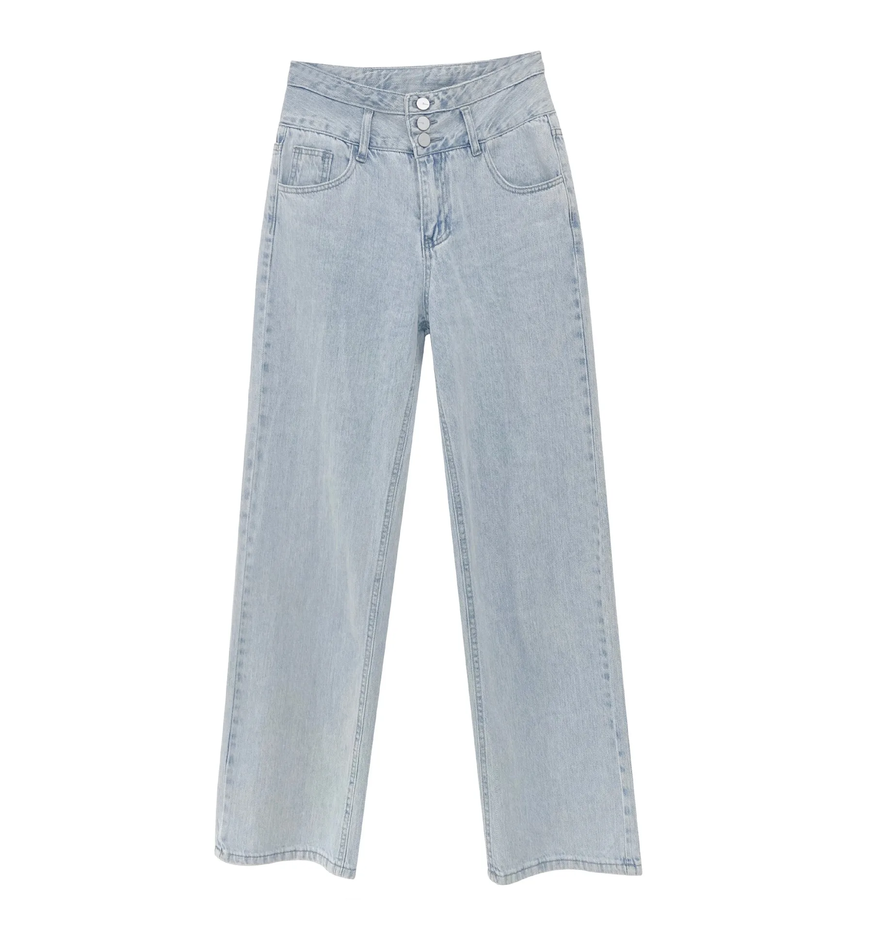 

Street Fashion Retro Button-down High-waisted Jeans. New Loose Straight-leg Casual Wide-leg Jeans for Women in Spring and Autumn