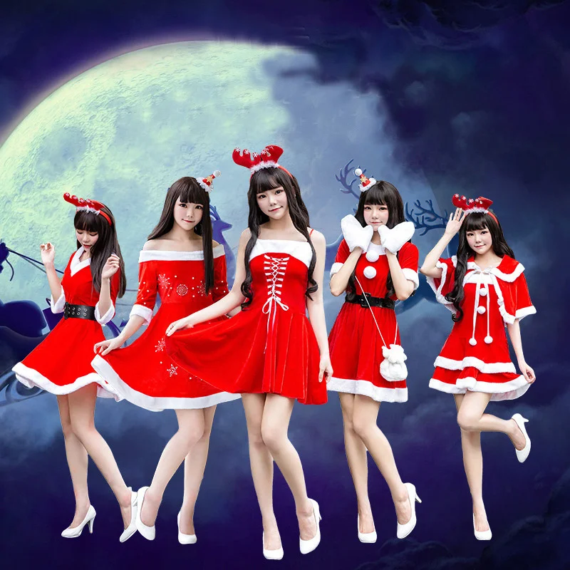 

Santa Claus Costume Christmas Fancy Dress Sexy Cute With Hat And Cloak Soft Velvet Costume Set For Cosplay Christmas Parties