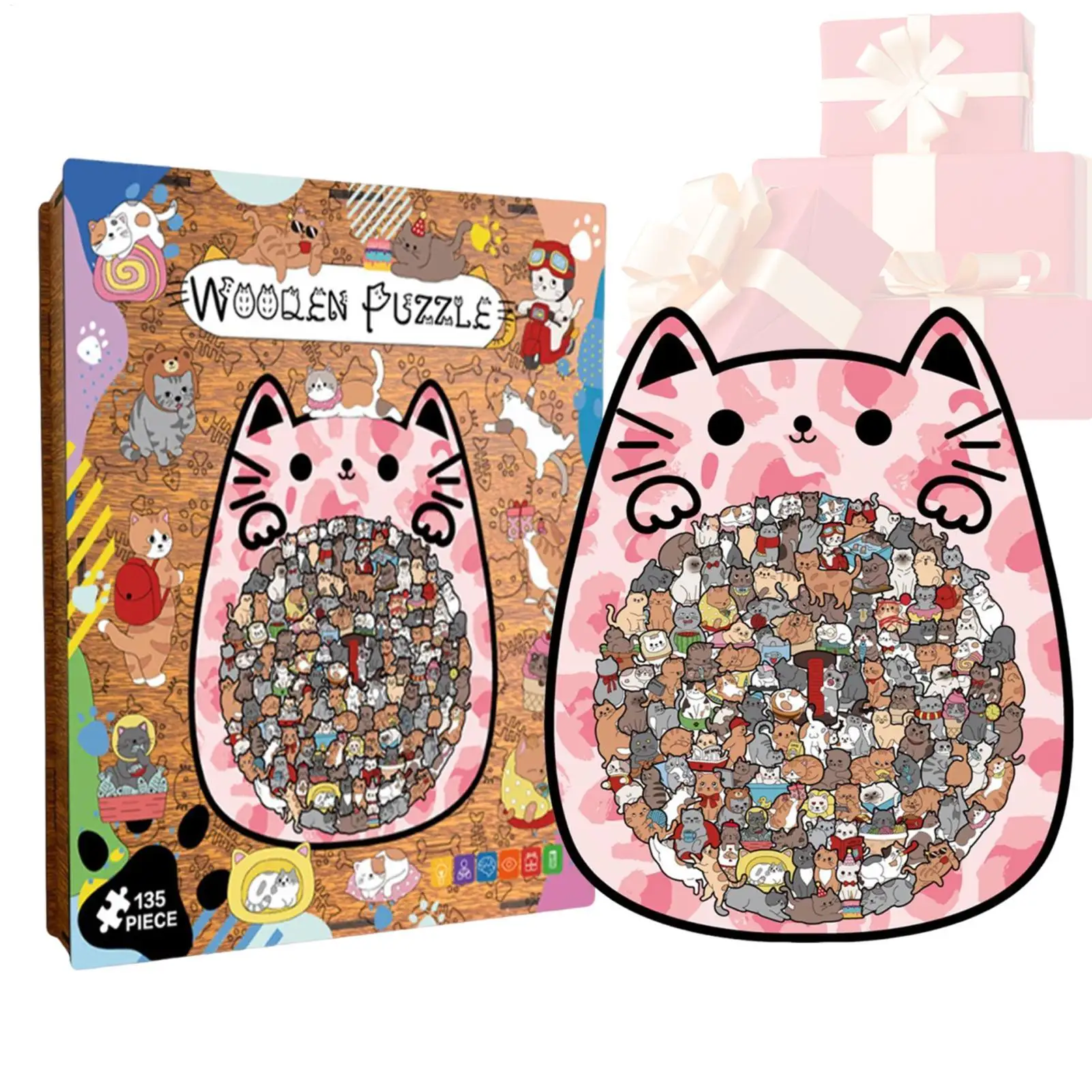 

Wooden Cat Puzzle Cute Cat Shaped Wall Decoration Wooden Animal Puzzles For Women Kids Children Son Daughter Teens