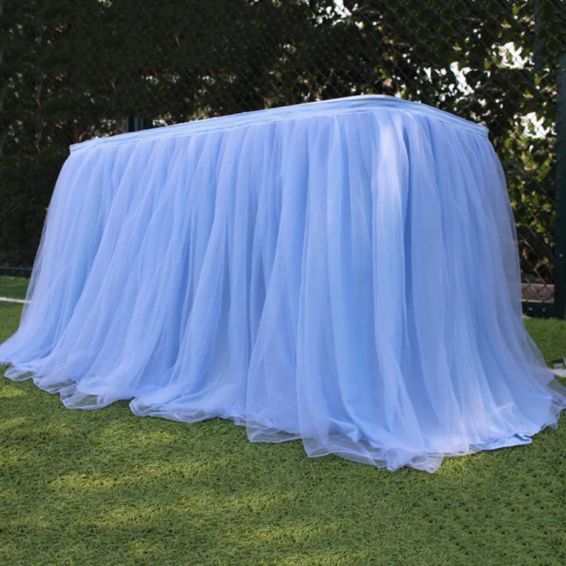 Tulle Table Skirt Solid Color Table Cloth Gauze Table Cover Wedding Birthday Party Table Decoration Snow Gauze Tablecloths