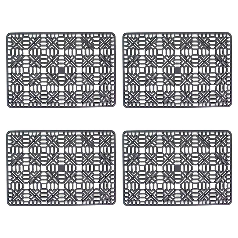 AA19 4X Sink Mat Kitchen Sink Protector For Bottom,Stainless Steel Or Porcelain Bowl Sink, Silicone Grey Non-Slip