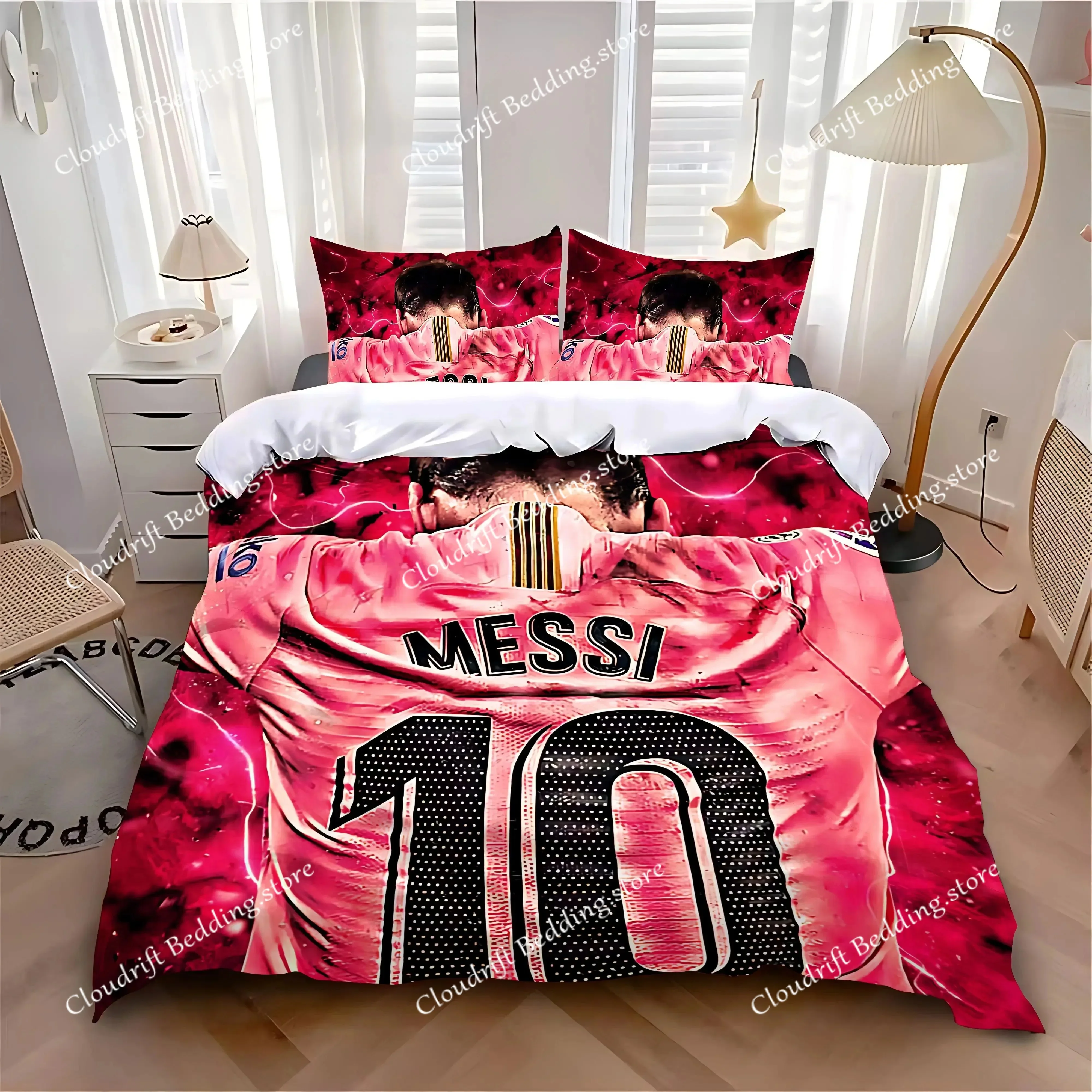 

Football Star Duvet Cover Pillowcase M-Messi CR7 Bedding Set Adult Boy Girl Bedroom Decoration Gift Single Double Large Size029