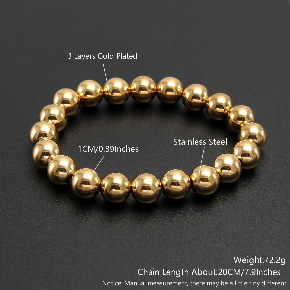 MHS.SUN Trend Stretch Roestvrij Stalen Armbanden Goud Zilver Kleur 2MM 5MM 8MM Gestapelde Bal Kralen Armband voor Vrouwen Mannen Sieraden