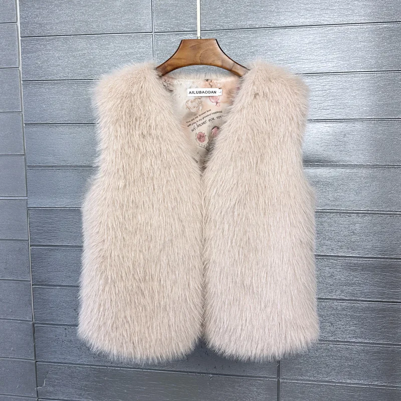 Women's Autumn Winter Wool Eco-friendly Fur Vest Artificial Lambswool Warm Vest Coat Jackets for Women Denim Jacket Women
