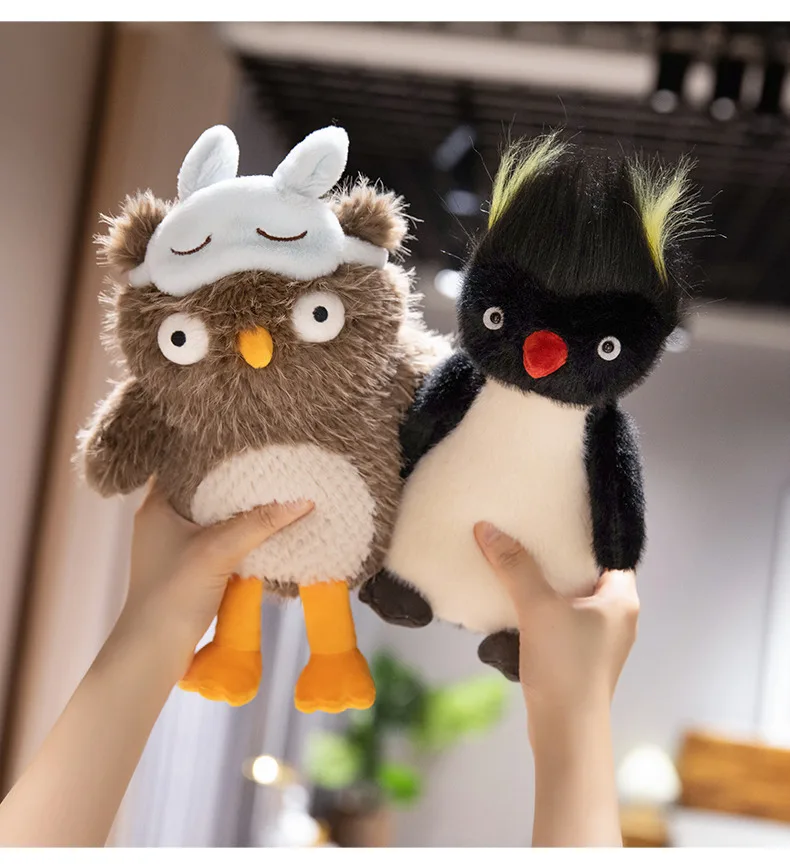 Neue Pinguin Augenklappe Eule Puppe Plüschtier Sound Einschlafen Baby Gebratener Pinguin Geschenk für Kinder Kindertag Weiches Stofftier