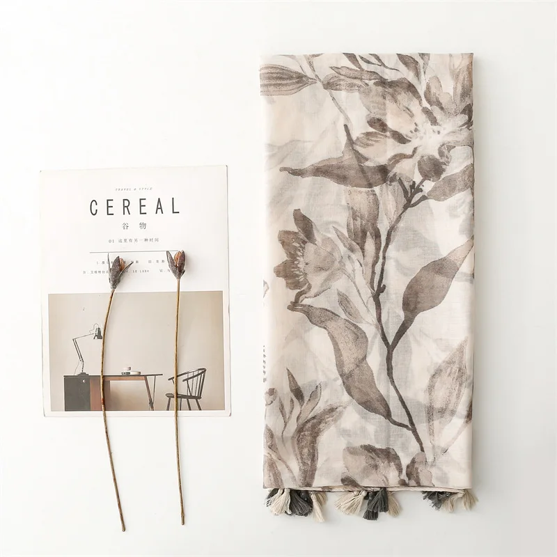 الفاخرة القطن الكتان الشعور المرأة فسكوزي وشاح الصيف شاطئ شال مصمم شرابة الباشمينا مسلم الحجاب التفاف سيدة