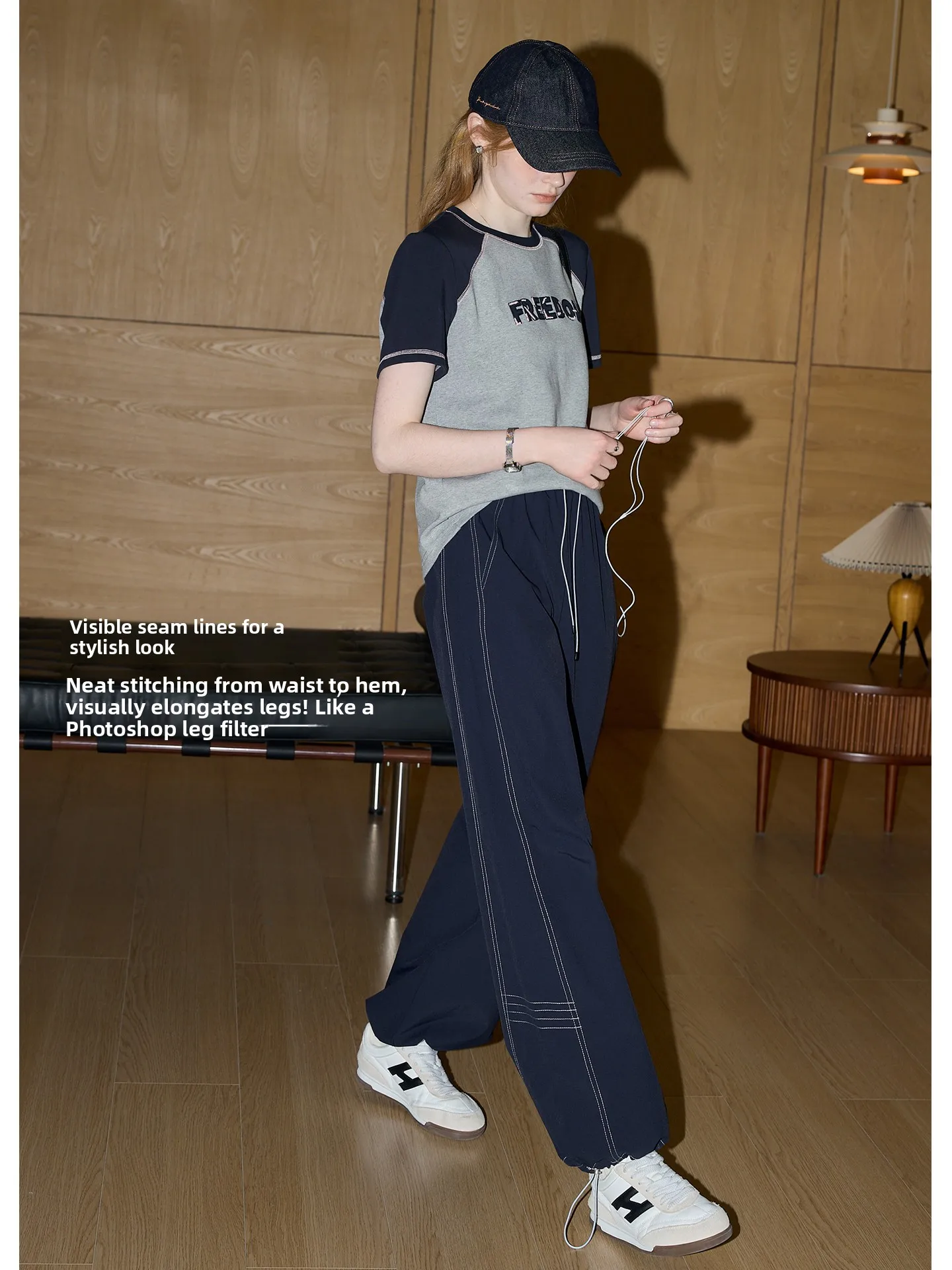 Casual Sporty Women's Straight Leg Pants Spring Autumn Light Grey Blue Flattering Wide Leg Trousers for Shopping Commuting Da...