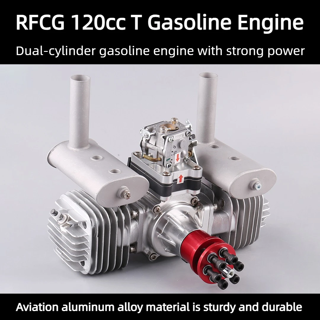 VVRC RCGF 120cc Twin Cylinder Petrol Gas version Engine Dual Cylinder with Muffler/Igniton/Spark Plug for RC Model Airplane
