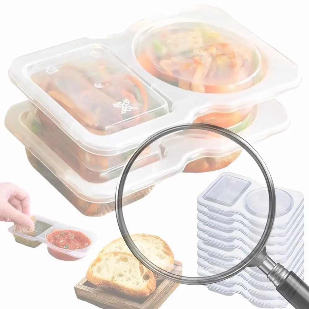 

Double Compartment Transparent Dressing Containers with Lids Stackable Storage Snack Containers Reusable for Home School