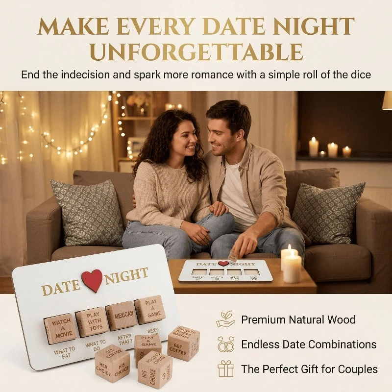 Wooden Craft Love Couple Romantic Funny Style Decision Dice Date Night Anniversary Gift Decoration