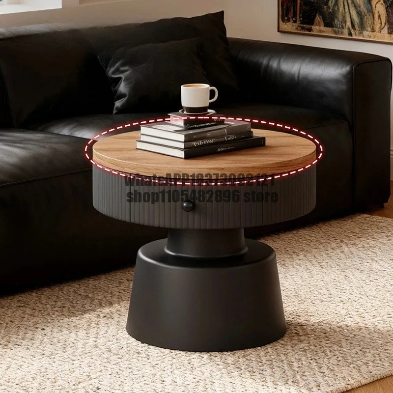 Vintage-style Wooden Coffee Tables for Apartment Small Foldable All-in-one Side Tables Luxury Simple Modern Table for Sofa Side