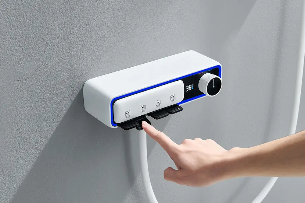 Luxus Regenduschkopf Set Rutsche Bar Einhand Thermostatmischer Messing Finish Kupfer Duscharmatur Modernes Design