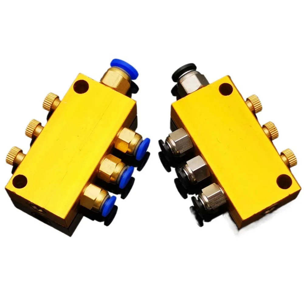 2-12 Ways Aluminium Brass Lube Oil Piston Distributor Manifold Block Compression Push In Fitting Centralized Lubrication System