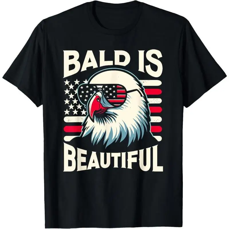 

Bald Is Beautiful 4th Of July USA Patriotic Funny Bald Eagle T-Shirt