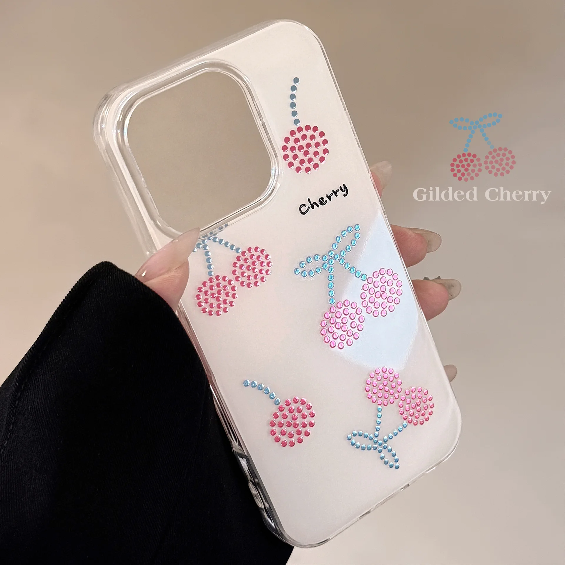 Polka Dot Cherry Phone Case for IPhone17 16 15 14 12 13 11 Pro ProMax Plus X XR Shockproof Phone Cover