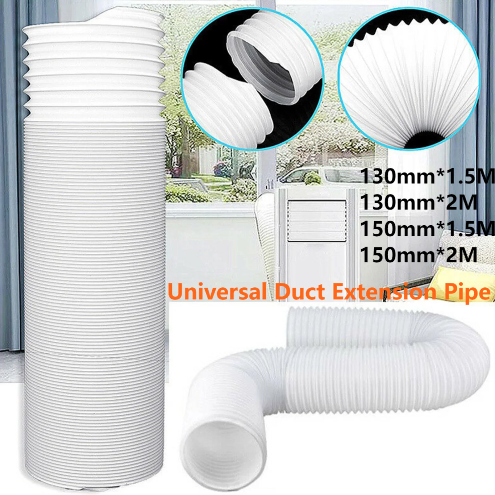 130/150mm Duct Extension Pipe Telescopic Flexible Mobile 1.5M/2M Air Conditioner Exhaust Hose Accessories Retractable Vent Hose
