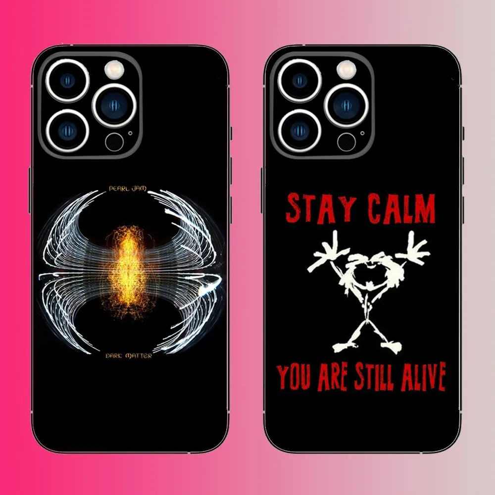 P-Pearl Jam Rock Band Phone Case For iPhone 16,15,14,13,12,11,Pro,Max,Plus,Mini,X,XS,XR,8,7,6,S,SE Soft Black Case