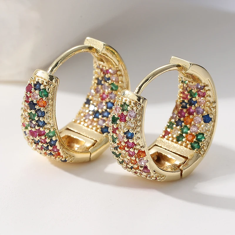 1 Pair of Colorful and Elegant Synthetic Zircon Hoop Earrings, Fashionable Jewelry Accessories for Women's Weddings, Brides, Bri