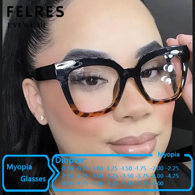 Simple Myopia Glasses Women Finished Anti Blue Light Nearsighted Glasses 1.56 Single Lens Prescription Glasses Negative Diopter