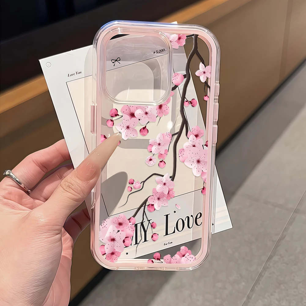 Niedliche Kirschblüten-Matt-Handyhülle für iPhone 16 14 15 Plus 13 14 15 17 16 ProMax 16 15 14 Pro 17Air Transparente Weiche Hülle – Detail 1