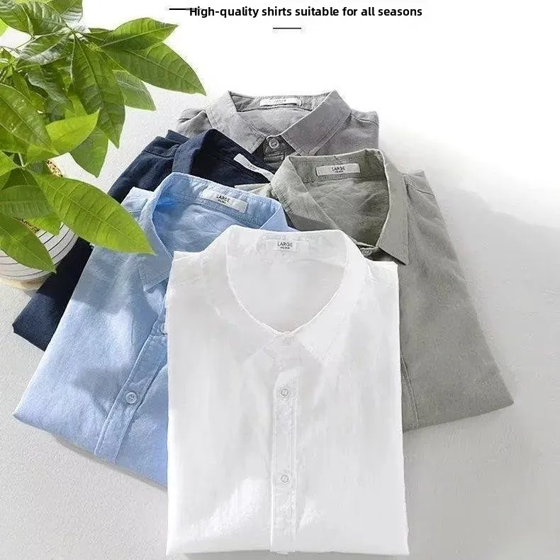 

Men's Casual Cotton Linen irt Long Sve Slim Fit White irt Comfortable Breathable Summer Faion Men's Clothing